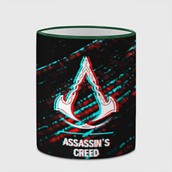 Кружка 3D Assassins Creed в стиле glitch и баги графики на т, цвет: 3D-зеленый кант — фото 2