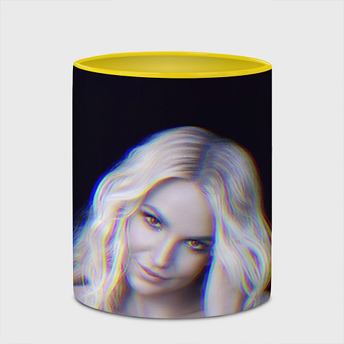 Кружка цветная Britney Spears Glitch / 3D-Белый + желтый – фото 2
