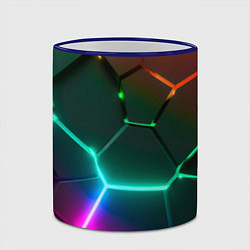 Кружка 3D Радужный градиент неоновые геометрические плиты, цвет: 3D-синий кант — фото 2