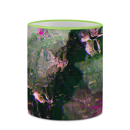 Кружка цветная Абстрактные краски и силуэты / 3D-Светло-зеленый кант – фото 2