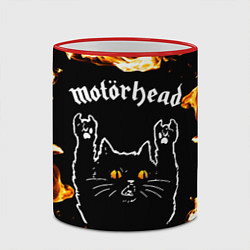 Кружка 3D Motorhead рок кот и огонь, цвет: 3D-красный кант — фото 2