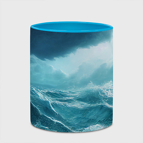 Кружка цветная Буря в море / 3D-Белый + небесно-голубой – фото 2