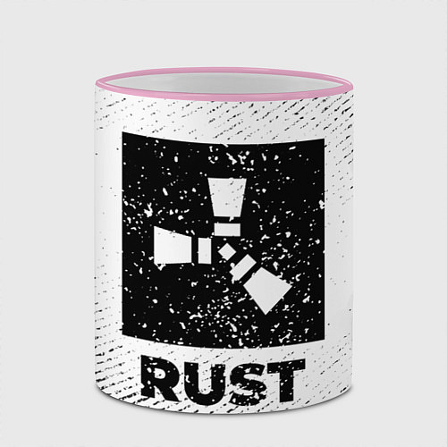 Кружка цветная Rust с потертостями на светлом фоне / 3D-Розовый кант – фото 2