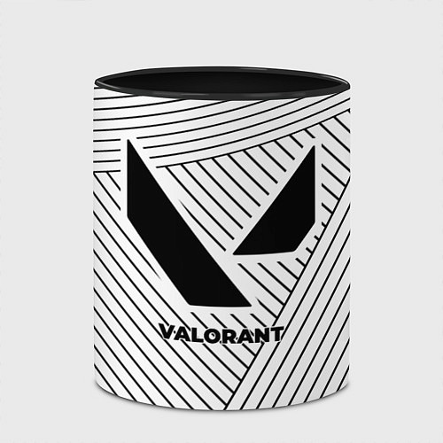 Кружка цветная Символ Valorant на светлом фоне с полосами / 3D-Белый + черный – фото 2