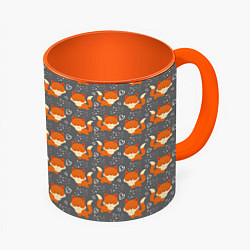 Кружка 3D Веселые лисички, цвет: 3D-белый + оранжевый