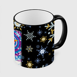 Кружка 3D Новый год ёлочная звезда, цвет: 3D-черный кант