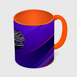 Кружка 3D Muscle garage - фиолетовый ретро-автомобиль, цвет: 3D-белый + оранжевый