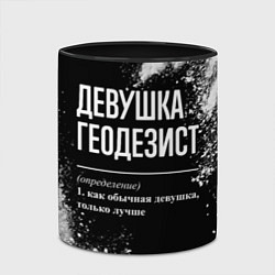 Кружка 3D Девушка геодезист - определение на темном фоне, цвет: 3D-белый + черный — фото 2