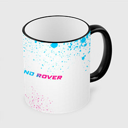 Кружка 3D Land Rover neon gradient style: надпись и символ, цвет: 3D-черный кант