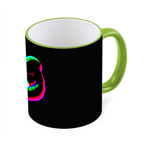 Кружка цветная Danganronpa glitch monokuma / 3D-Светло-зеленый кант – фото 1
