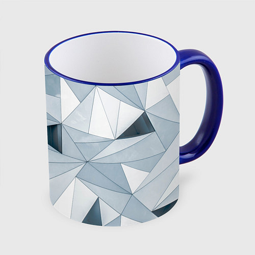 Кружка цветная Множество треугольников - Абстрактная броня / 3D-Синий кант – фото 1