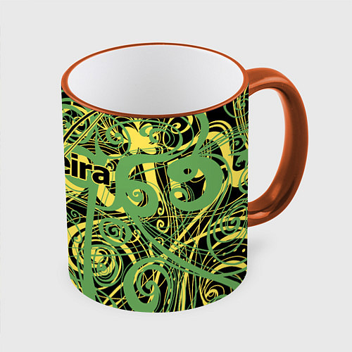 Кружка цветная Capoeira pattern / 3D-Оранжевый кант – фото 1