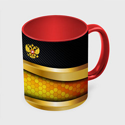 Кружка 3D Black & gold - герб России, цвет: 3D-белый + красный