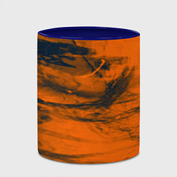 Кружка 3D Абстрактная оранжевая поверхность и чёрные тени, цвет: 3D-белый + синий — фото 2