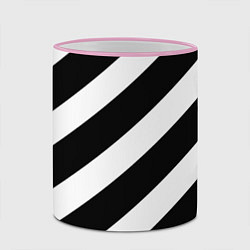 Кружка 3D Черно белые полоски, цвет: 3D-розовый кант — фото 2