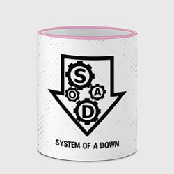 Кружка 3D System of a Down glitch на светлом фоне, цвет: 3D-розовый кант — фото 2