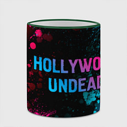 Кружка 3D Hollywood Undead - neon gradient: надпись и символ, цвет: 3D-зеленый кант — фото 2