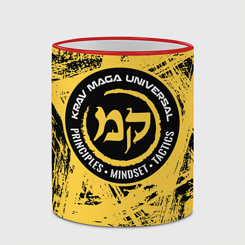 Кружка цветная Krav maga national wrestling emblem / 3D-Красный кант – фото 2