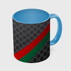 Кружка 3D В стиле gucci, цвет: 3D-белый + небесно-голубой