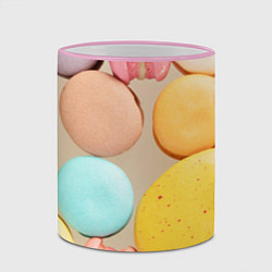 Кружка 3D Разноцветные пирожные Макарон, цвет: 3D-розовый кант — фото 2