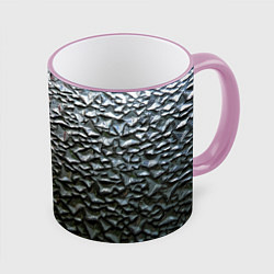 Кружка 3D Неровная металлическая поверхность, цвет: 3D-розовый кант