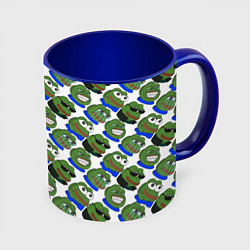 Кружка 3D Эмоции Пепе, цвет: 3D-белый + синий
