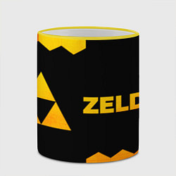 Кружка 3D Zelda - gold gradient: надпись и символ, цвет: 3D-желтый кант — фото 2