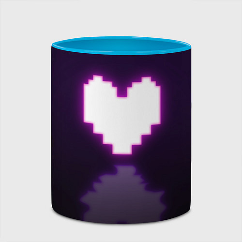 Кружка цветная Undertale heart neon / 3D-Белый + небесно-голубой – фото 2
