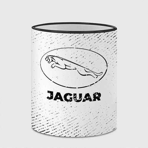 Кружка цветная Jaguar с потертостями на светлом фоне / 3D-Черный кант – фото 2