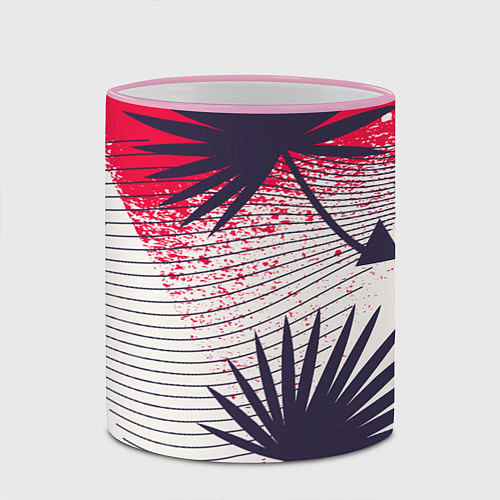 Кружка цветная Треугольники и пальмы / 3D-Розовый кант – фото 2