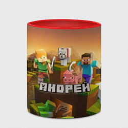 Кружка 3D Андрей Minecraft, цвет: 3D-белый + красный — фото 2