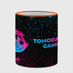 Кружка 3D Tomodachi Game - neon gradient: надпись и символ, цвет: 3D-оранжевый кант — фото 2