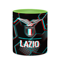 Кружка 3D Lazio FC в стиле glitch на темном фоне, цвет: 3D-белый + светло-зеленый — фото 2