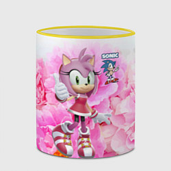 Кружка 3D Sonic - Amy Rose - Video game, цвет: 3D-желтый кант — фото 2