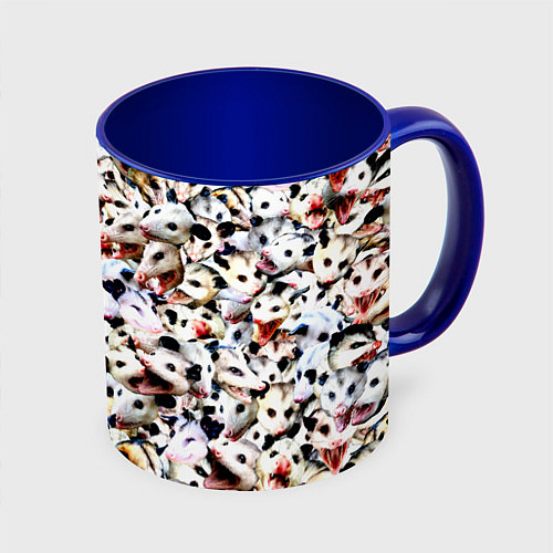 Кружка цветная Опоссумы / 3D-Белый + синий – фото 1