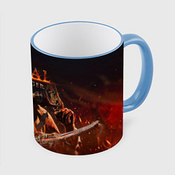 Кружка 3D Полудемон Metal Hellsinger, цвет: 3D-небесно-голубой кант