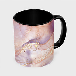 Кружка 3D Бежевый с золотом мрамор, цвет: 3D-белый + черный