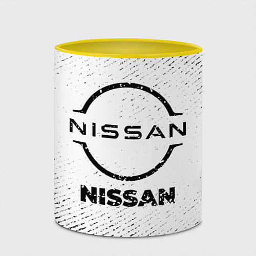 Кружка цветная Nissan с потертостями на светлом фоне / 3D-Белый + желтый – фото 2
