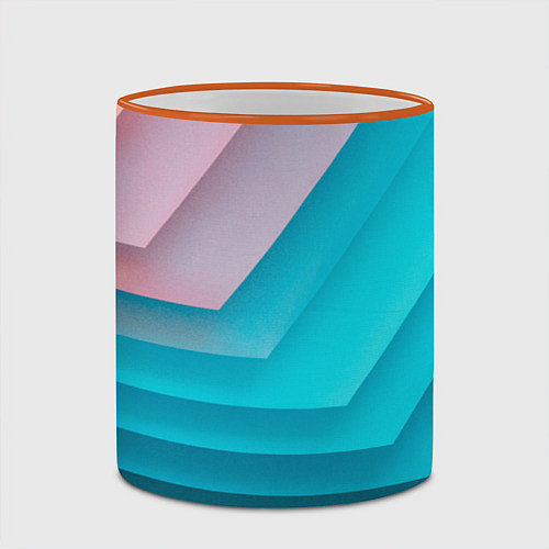 Кружка цветная Геометрические переливающиеся углы / 3D-Оранжевый кант – фото 2