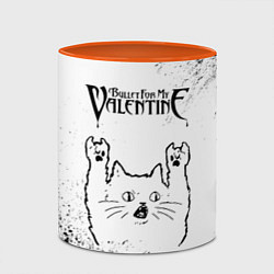 Кружка 3D Bullet For My Valentine рок кот на светлом фоне, цвет: 3D-белый + оранжевый — фото 2