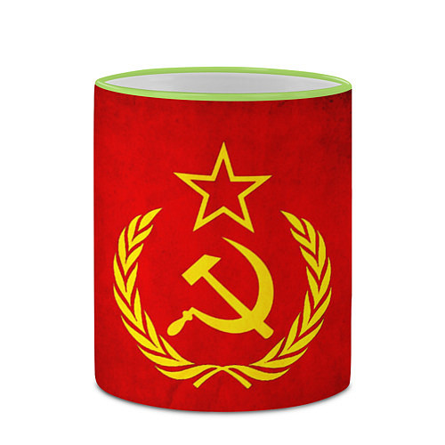 Кружка цветная СССР - старый флаг / 3D-Светло-зеленый кант – фото 2