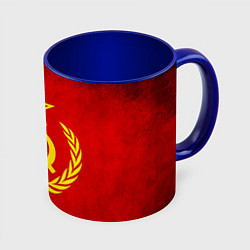 Кружка 3D СССР - старый флаг, цвет: 3D-белый + синий