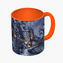Кружка 3D Старый заброшенный замок - Halloween, цвет: 3D-белый + оранжевый