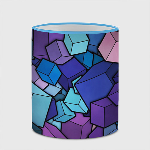 Кружка цветная Цветные кубы / 3D-Небесно-голубой кант – фото 2