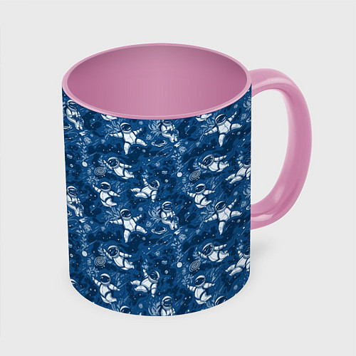 Кружка цветная Космонавт с котом / 3D-Белый + розовый – фото 1