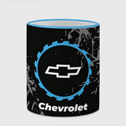 Кружка 3D Chevrolet в стиле Top Gear со следами шин на фоне, цвет: 3D-небесно-голубой кант — фото 2