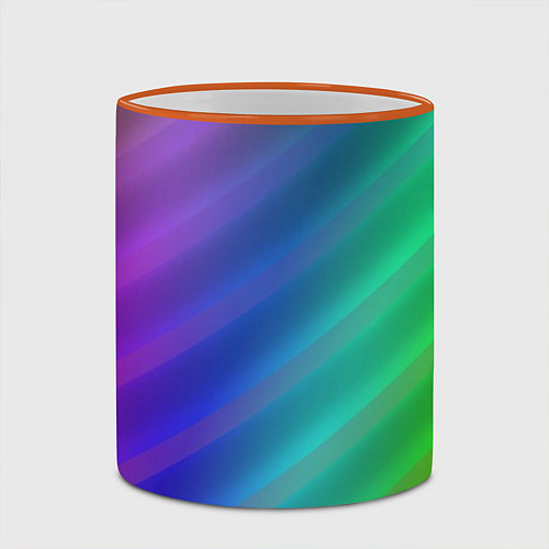 Кружка цветная Полосы всех цветов радуги / 3D-Оранжевый кант – фото 2