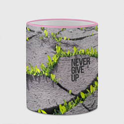 Кружка 3D Never give up - никогда не сдавайся прорасти сквоз, цвет: 3D-розовый кант — фото 2