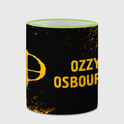 Кружка 3D Ozzy Osbourne - gold gradient: надпись и символ, цвет: 3D-светло-зеленый кант — фото 2