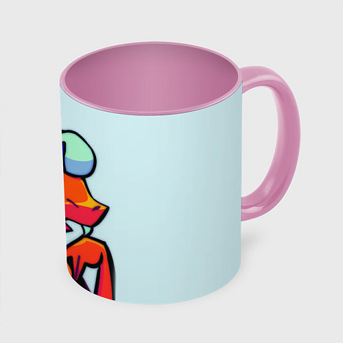 Кружка цветная Оранжевый - Радужные друзья / 3D-Белый + розовый – фото 1